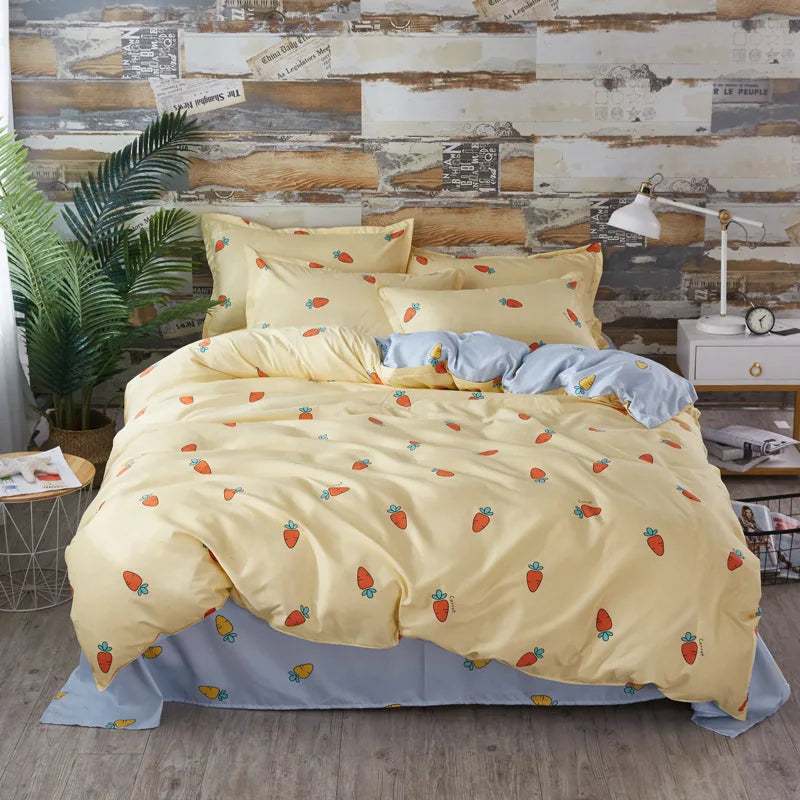 Cartoon Print Duvet Cover Set – Skin-Friendly 400TC Polyester, 3-Piece with 2 Pillowcases, 20 Designs & 4 Sizes