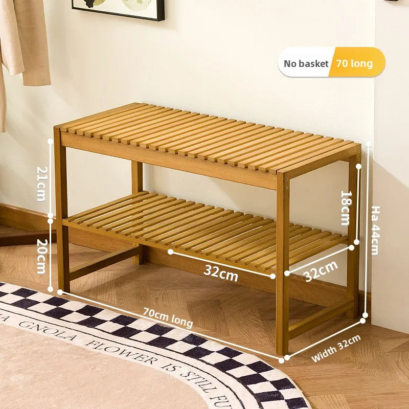 Bamboo & Wood Cushioned Shoe Stool — Entryway Bench