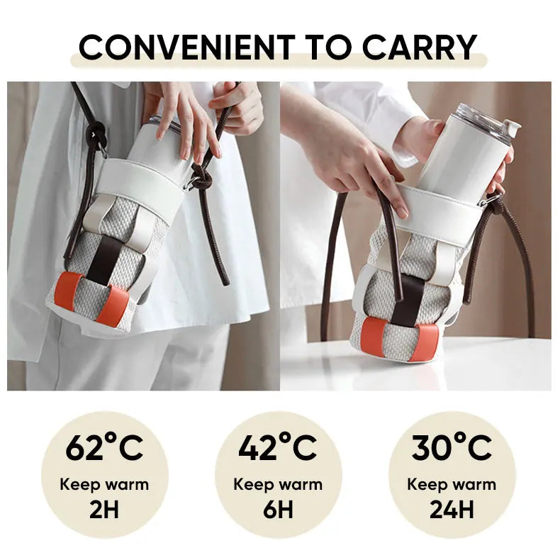 240ml Stainless Steel Vacuum Thermos Tumbler – Insulated Coffee Mug for Car & Travel, 12–24Hr, Milky White