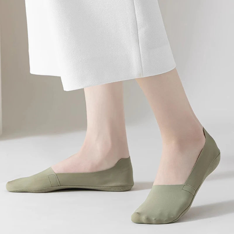 Women's Cotton No-Show Socks – Silicone Grip, 5 Pairs