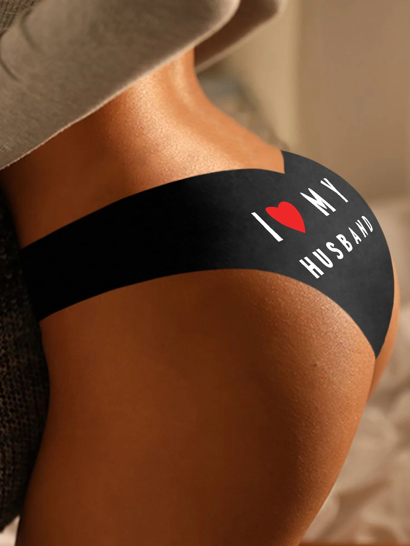 Women's Cheeky Bikini Panties | Seamless Briefs with 'I Love My Husband' Print Thong Gift