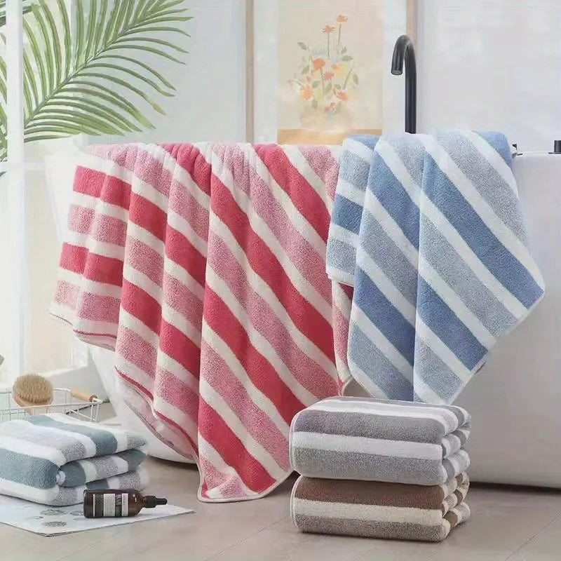 Super Soft 8-Piece Bath Towel Set – No-Shed Striped Hotel Quality, 2 Large, 2 Medium, 4 Small