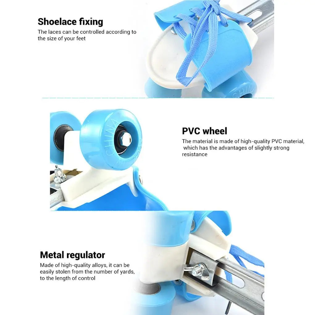 Kids Roller Skates – Double Row 4-Wheel Adjustable Skating Shoes for Boys & Girls, Sliding & Slalom
