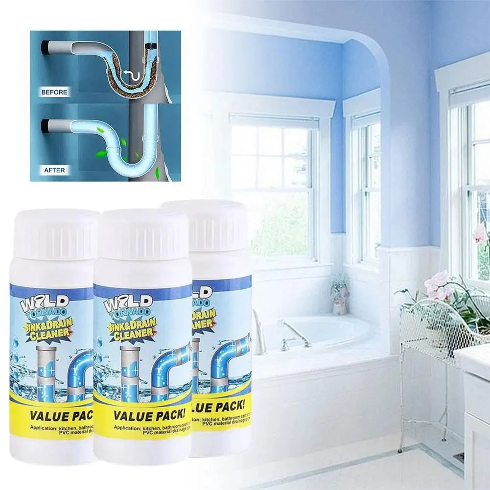 No More Blocked Drains — Powerful Pipe Unclogging Agent & Sewer Powder | Removes Odors & Blockages, 1/2/3/6 Pack Options