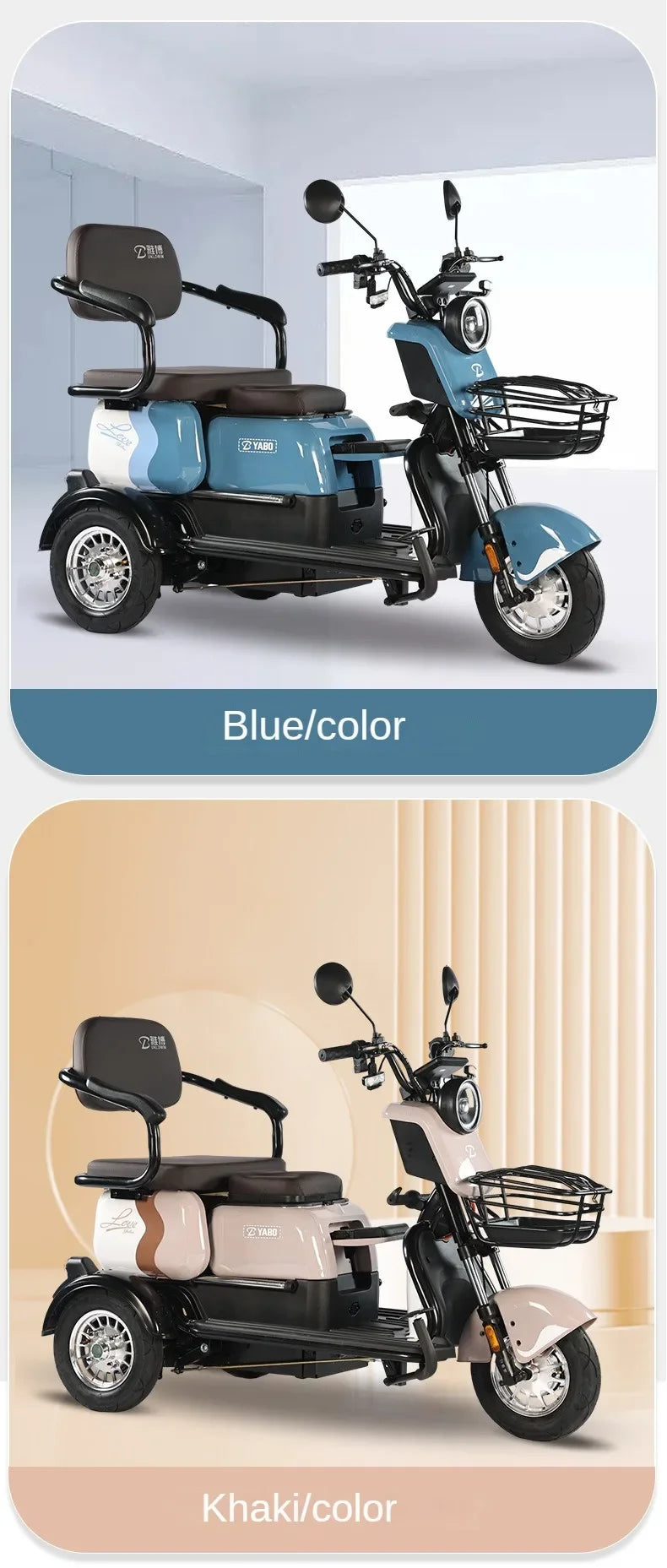 3-Wheel Electric Mobility Scooter for Adults, Long-Range Tricycle