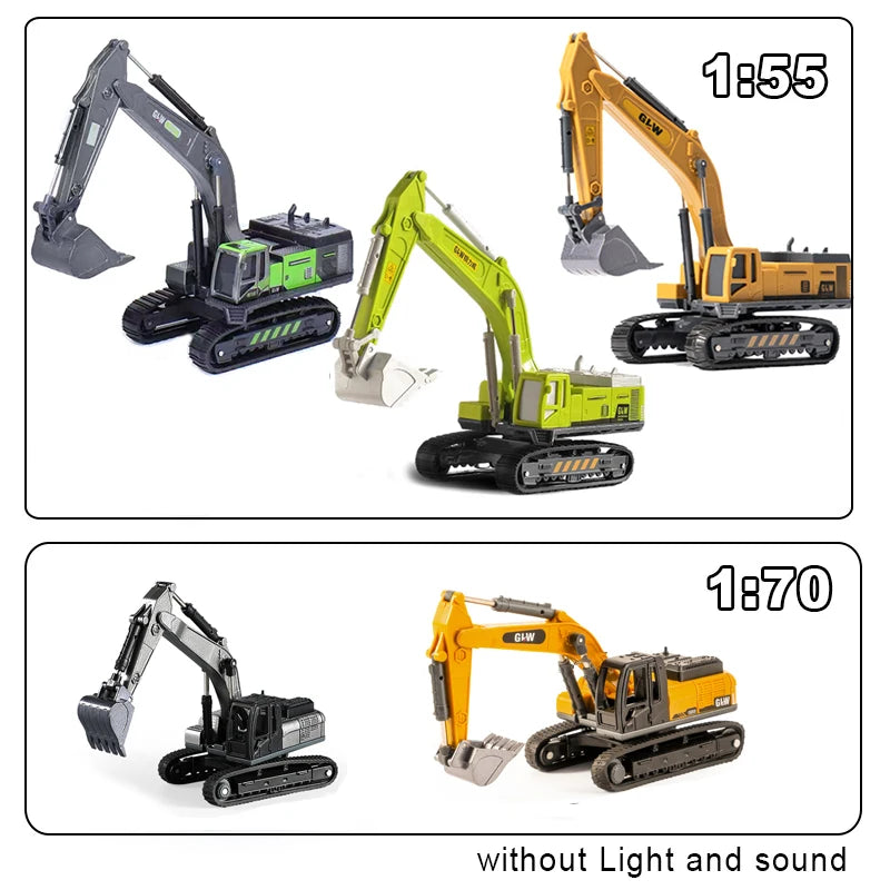Alloy Die-Cast Excavator Toy with Sound, Light & Pull-Back – Construction Vehicle for Kids