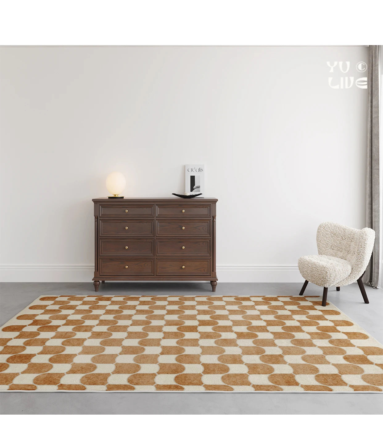 French Retro Checkerboard Plush Rug – Large Area Plaid Carpet for Bedroom & Living Room, 20 Styles & 10 Sizes