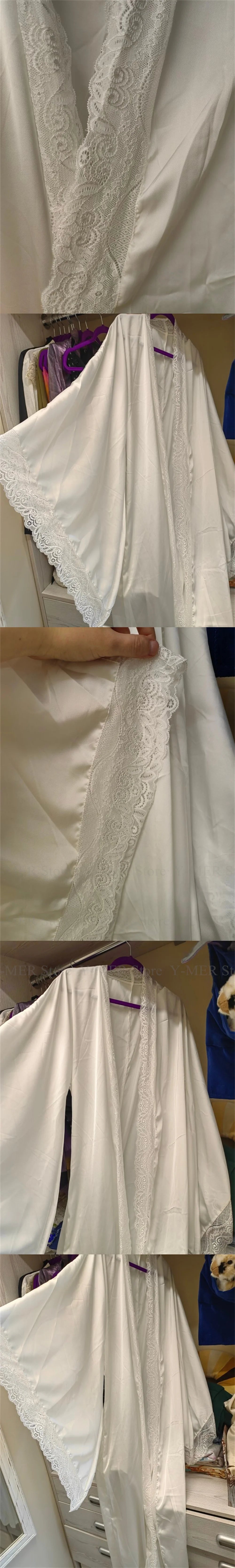 Women's Lace Patchwork Kimono Robe | Flare Sleeve Bridal Wedding Loungewear