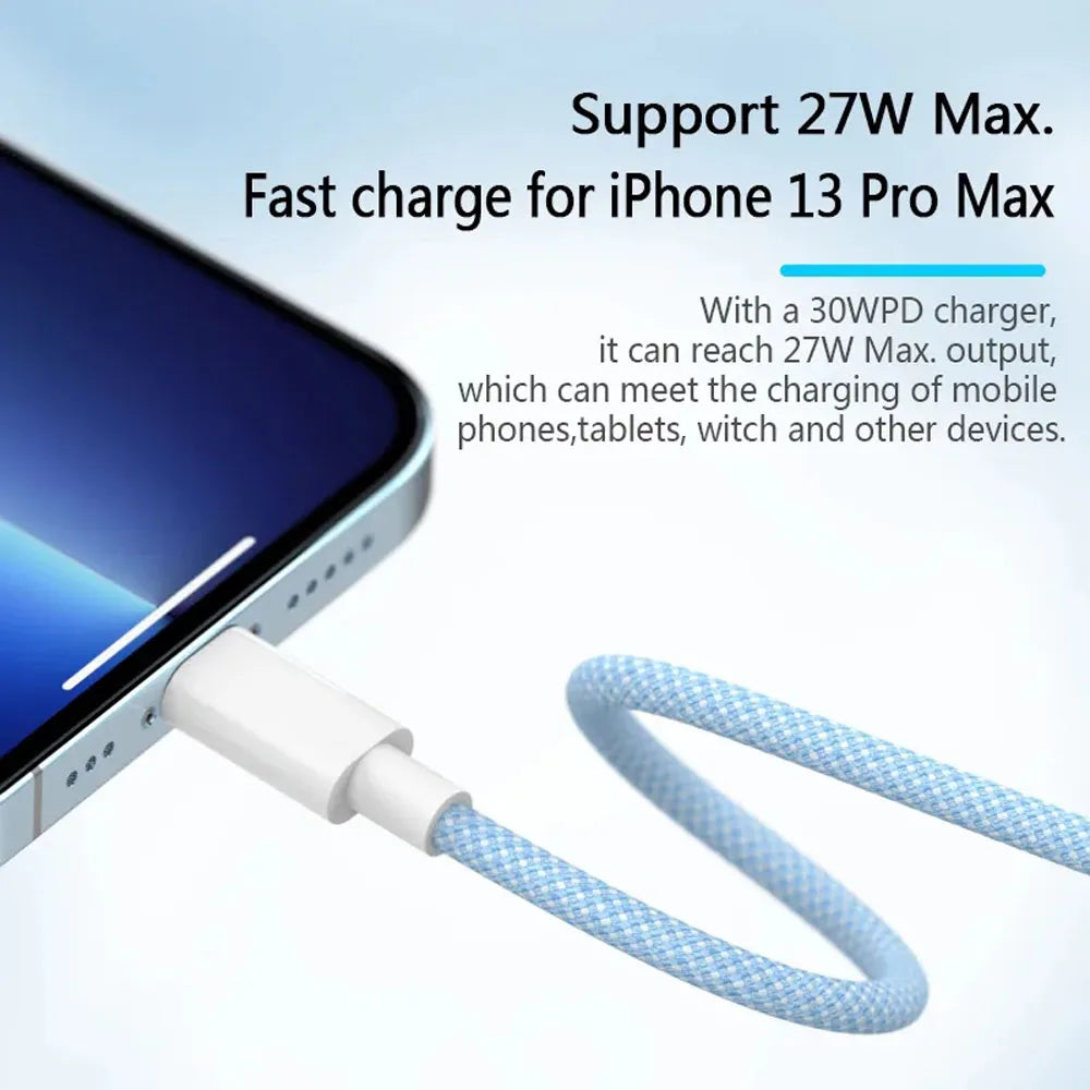 PD 20W USB-C to Lightning Cable — Fast Charging for iPhone & iPad