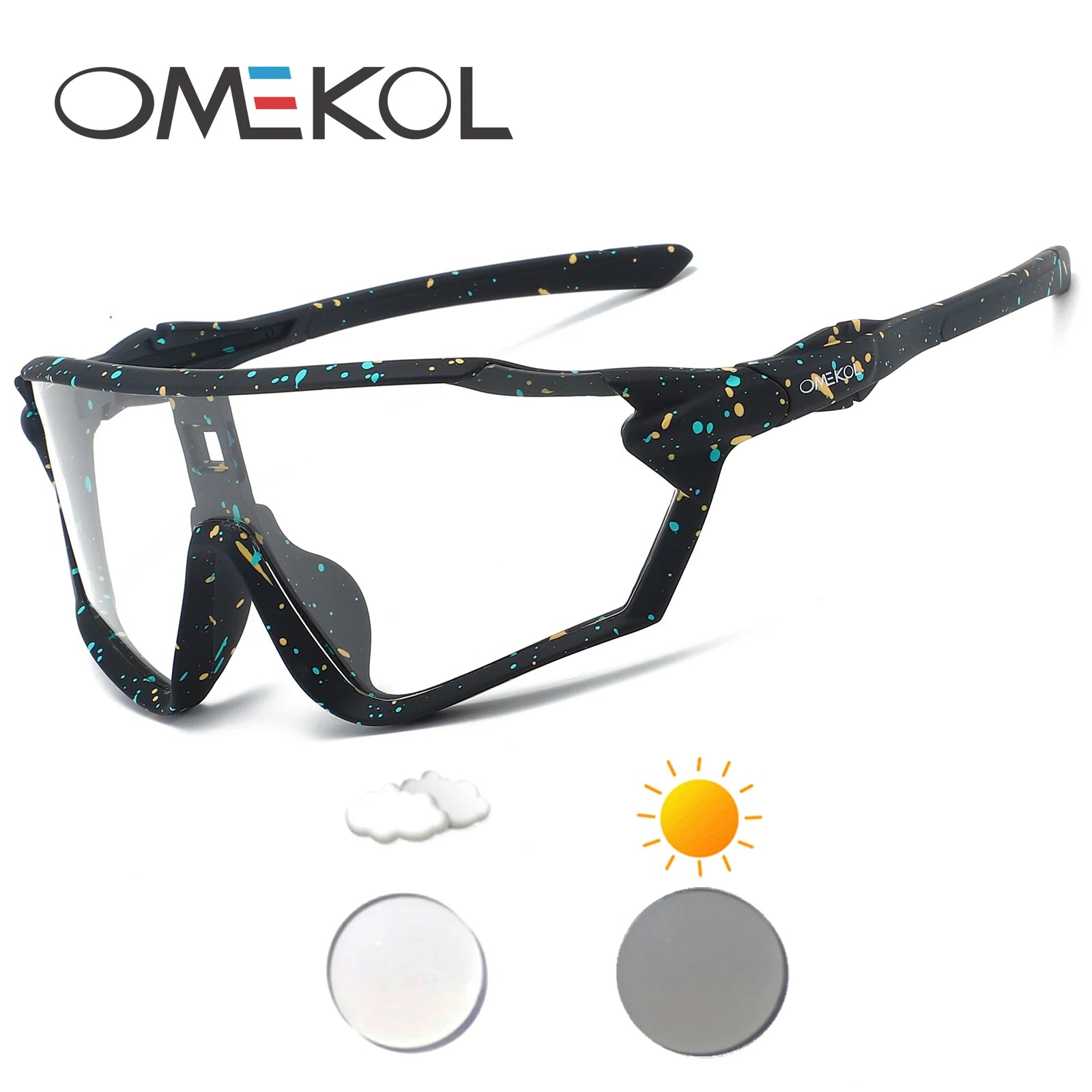 OMEKOL Photochromic Cycling Sunglasses | Men Women Outdoor MTB Mountain Bike Baseball Eyewear
