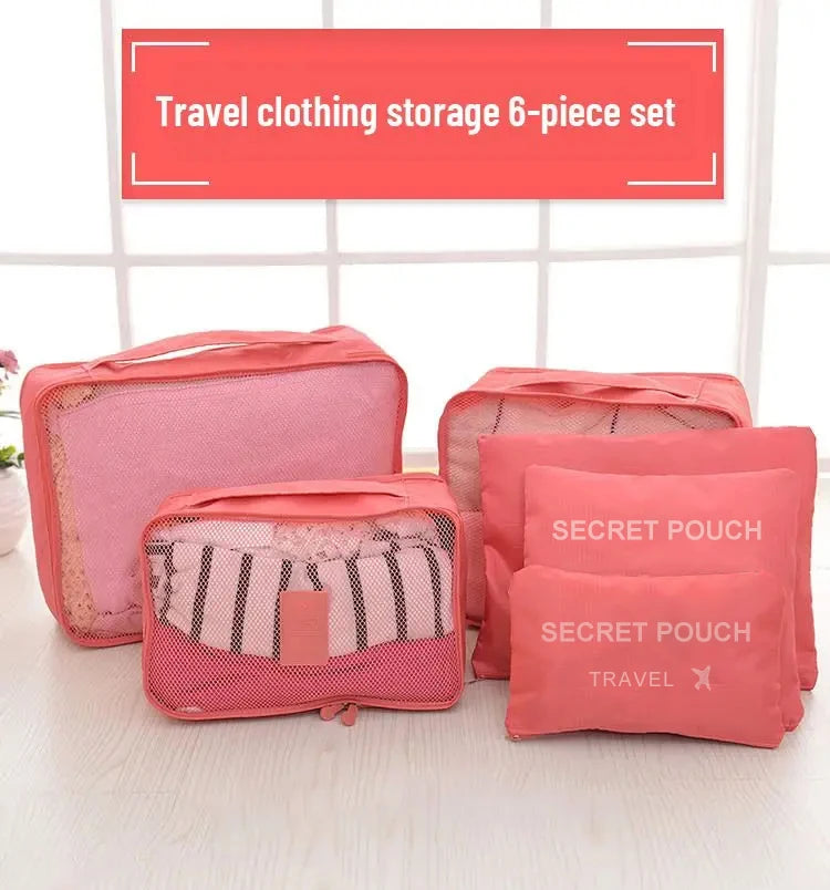 6-Piece Travel Storage Bags – Waterproof Oxford Luggage Packing Organizers