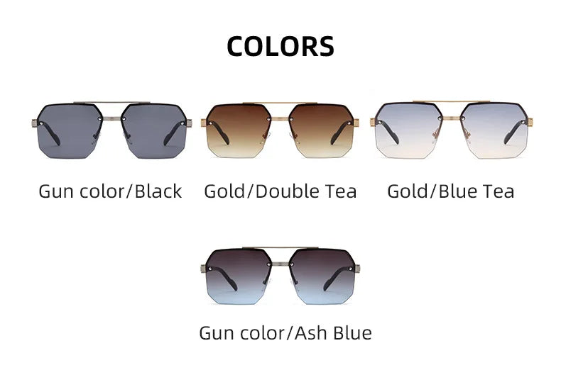 Men's Pilot Flat Top Half Frame Sunglasses | UV400 Classic Travel Casual Vintage Shades