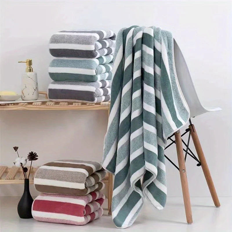 Super Soft 8-Piece Bath Towel Set – No-Shed Striped Hotel Quality, 2 Large, 2 Medium, 4 Small