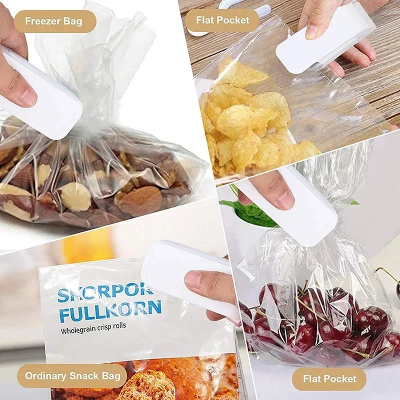 Keep Food Fresh Longer — Mini Portable Heat Bag Sealing Machine | Airtight Seal, Thermal Plastic Food Bag Closure, Battery Powered