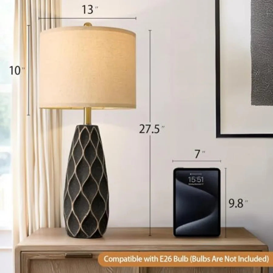 Table Lamps Set of 2 – 27.5-Inch Bedside Accent Pair