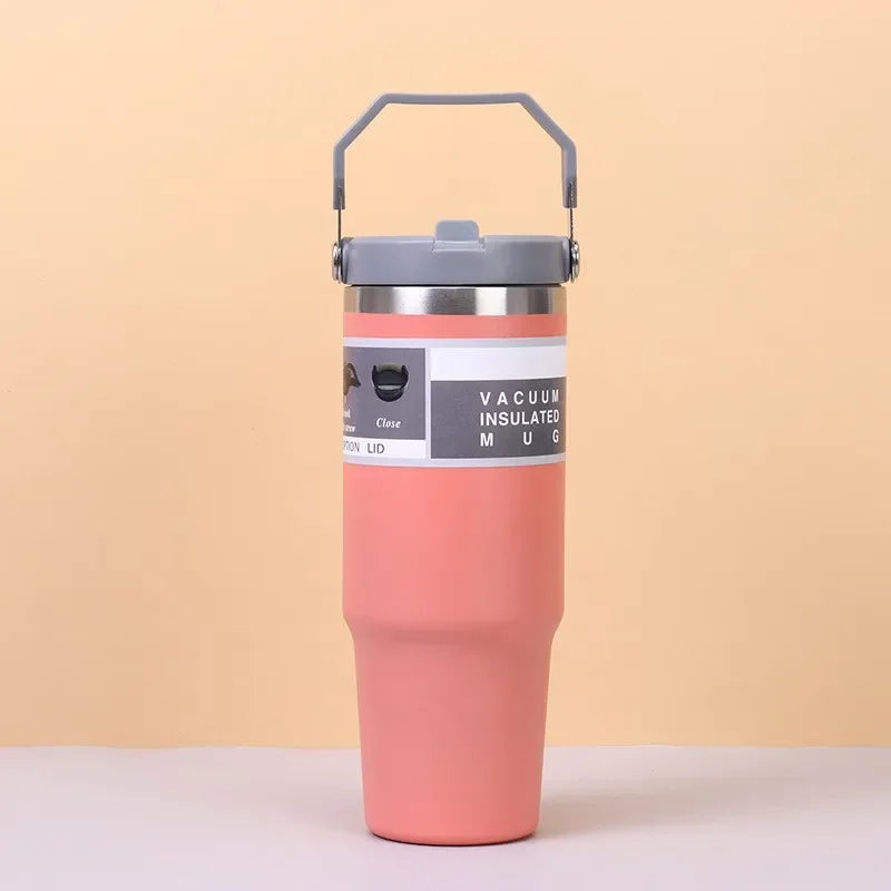 30oz Vacuum-Insulated SS Travel Tumbler with BPA-Free Tritan Lid – Hot & Cold, 900ml, Black/Green/Pink/White