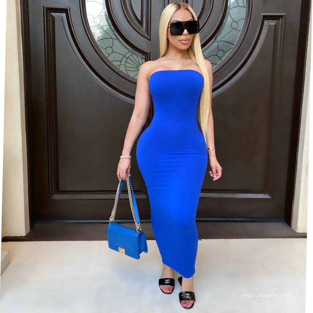 Women's Sexy Sleeveless Chest Wrap Long Beach Dress – Strapless Maxi Dress