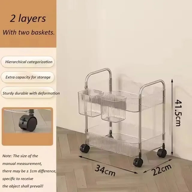Acrylic Rolling Storage Cart — 2/3/4 Tier Organizer Trolley for Kitchen, Bathroom & Office