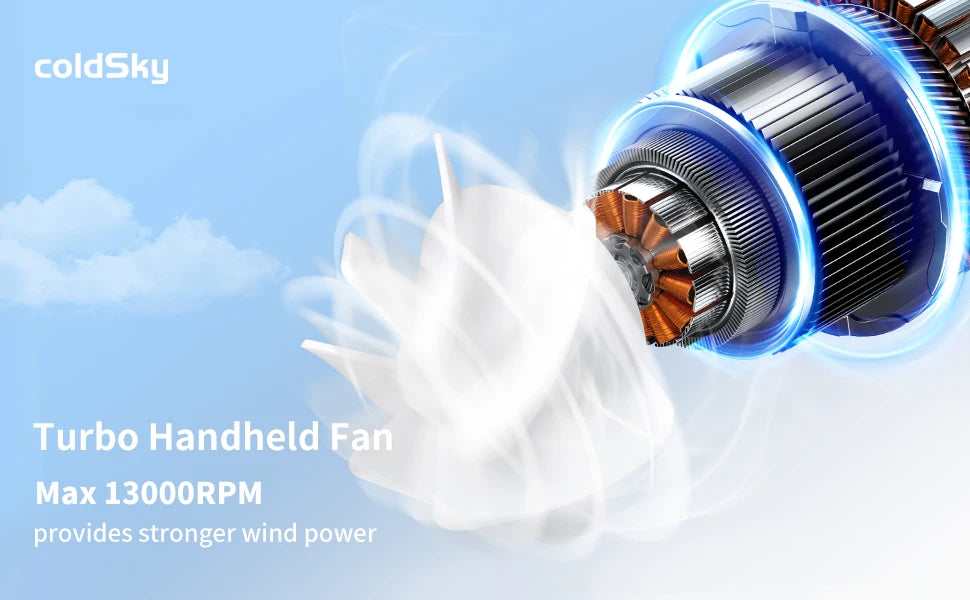 coldSky Portable Handheld Fan — 6000mAh 5-Speed Cooling Fan
