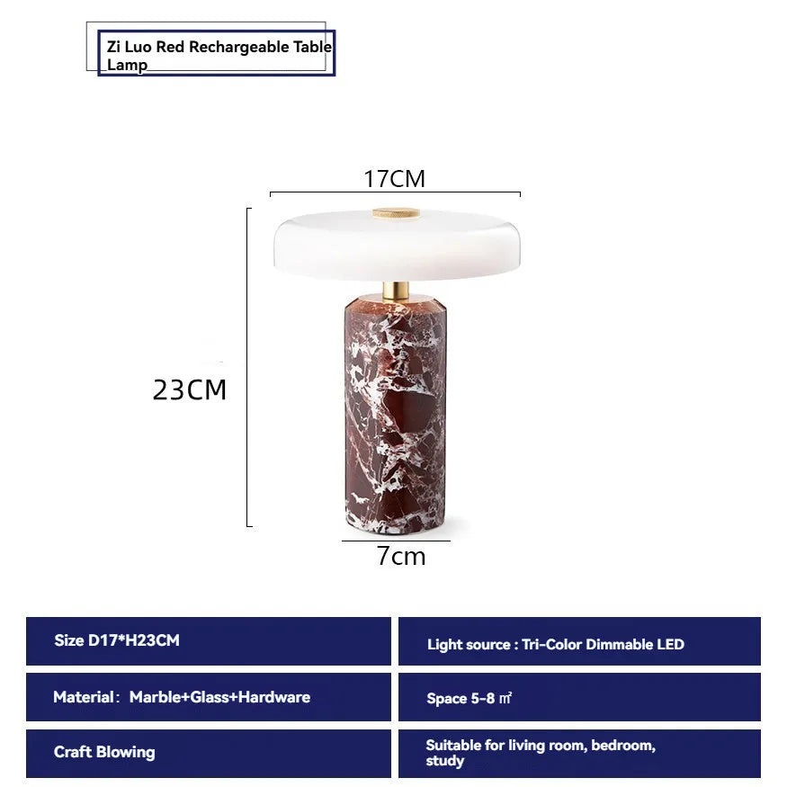 Marble Table Lamp – USB Charging & Touch Dimming