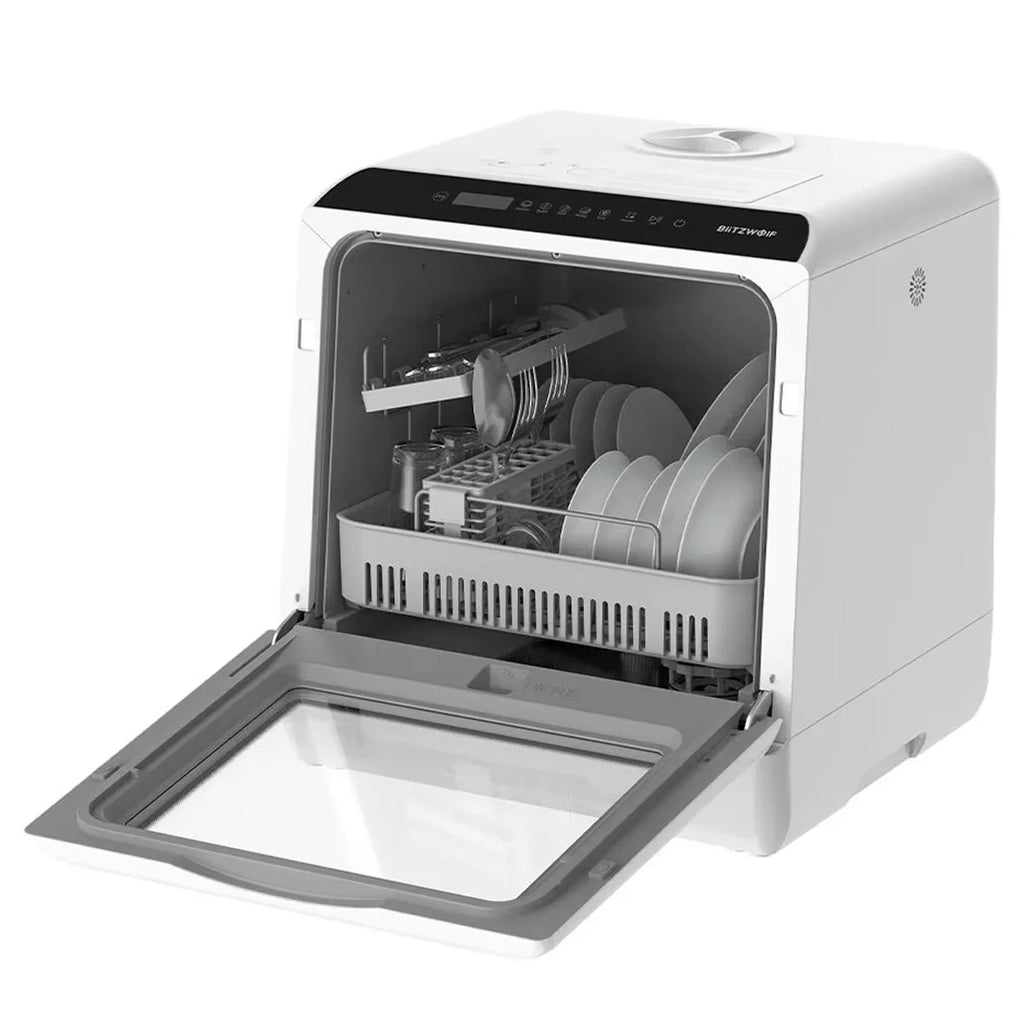 BlitzHome BH-CDW1 Smart Portable Countertop Dishwasher – APP Control, 4-6 Sets, Dual Water Inlet