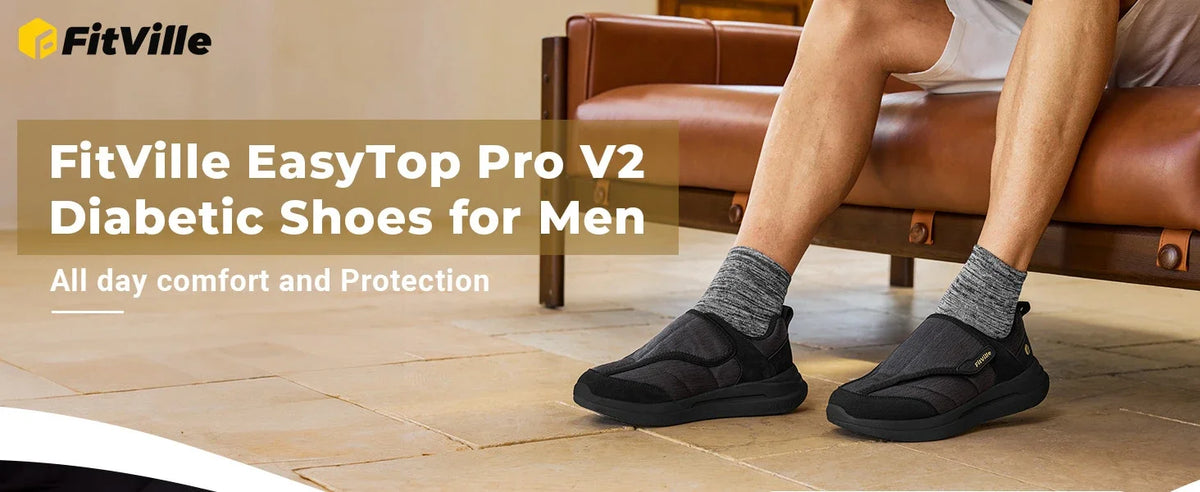 Men's Extra Wide Diabetic Slip-On Shoes – Orthopedic Casual Footwear for Elderly Foot Pain Relief, Neuropathy & Swollen Feet