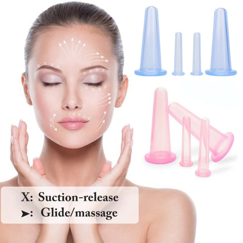 4-Piece Silicone Vacuum Cupping Massage Jars Set