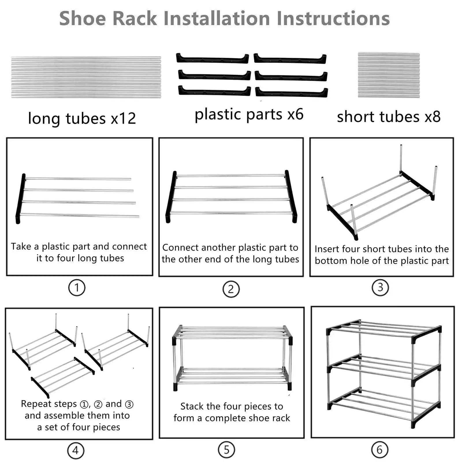 3-Layer Modular Plastic Shoe Rack — Space-Saving Entryway