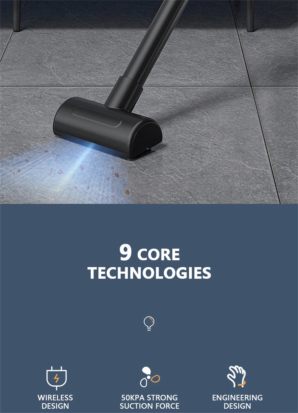 Wireless Cordless Handheld Vacuum Cleaner – 50000Pa Strong Suction for Car, Home & Pet Hair
