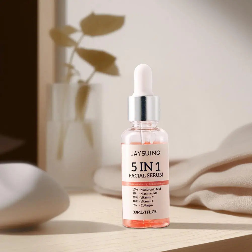 5-in-1 Vitamin C Brightening Face Serum — Hyaluronic Acid, Niacinamide & Collagen (30ml)