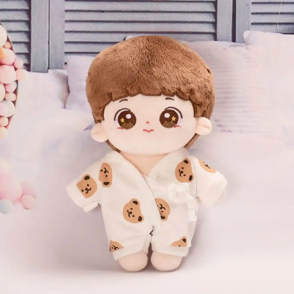 Doll Pajamas with Eye Mask – 15cm & 20cm Cotton Cartoon Doll Sleep Clothes & Bathrobe