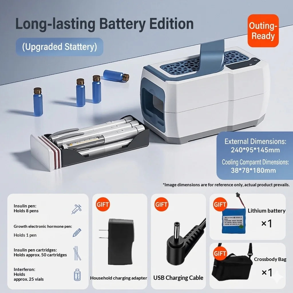 16800mAh Portable Insulin Cooler Case — Mini Medicine Refrigerator 0-18°C USB Charging Travel Cooling Box