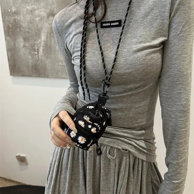 Women Small Bag Mini Lipstick Headphones Trendy Fashionable Pendant Bag Simple Niche Design Fabric Single-shoulder Crossbody Bag