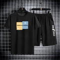 Men's Print Short Sleeve T-Shirt & Elastic Waist Shorts Casual Summer Set