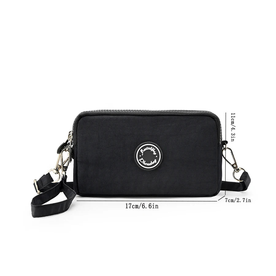 Fashion ladies crossbody bag  large capacity single shoulder bag with three zippers  phone and loose change storage bag