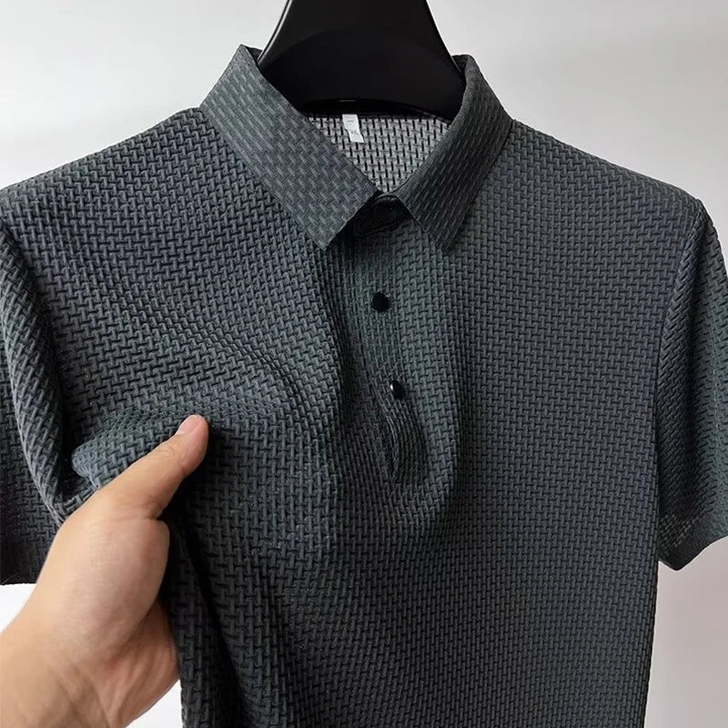 Men's Bone Flower Print Polo Shirt — Graphic Short Sleeve Casual Polo