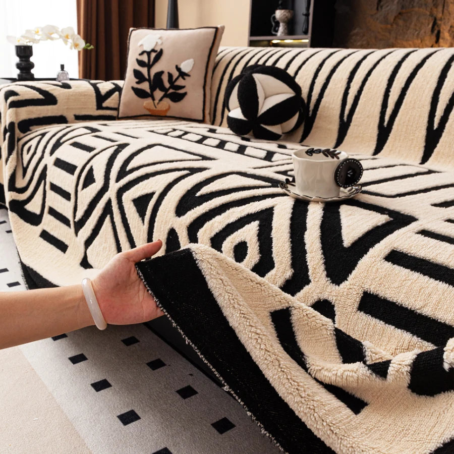 Bohemian Vintage Sofa Protector – Anti-Slip Interlaced Sofa Blanket, Pet-Friendly Luxury Cover