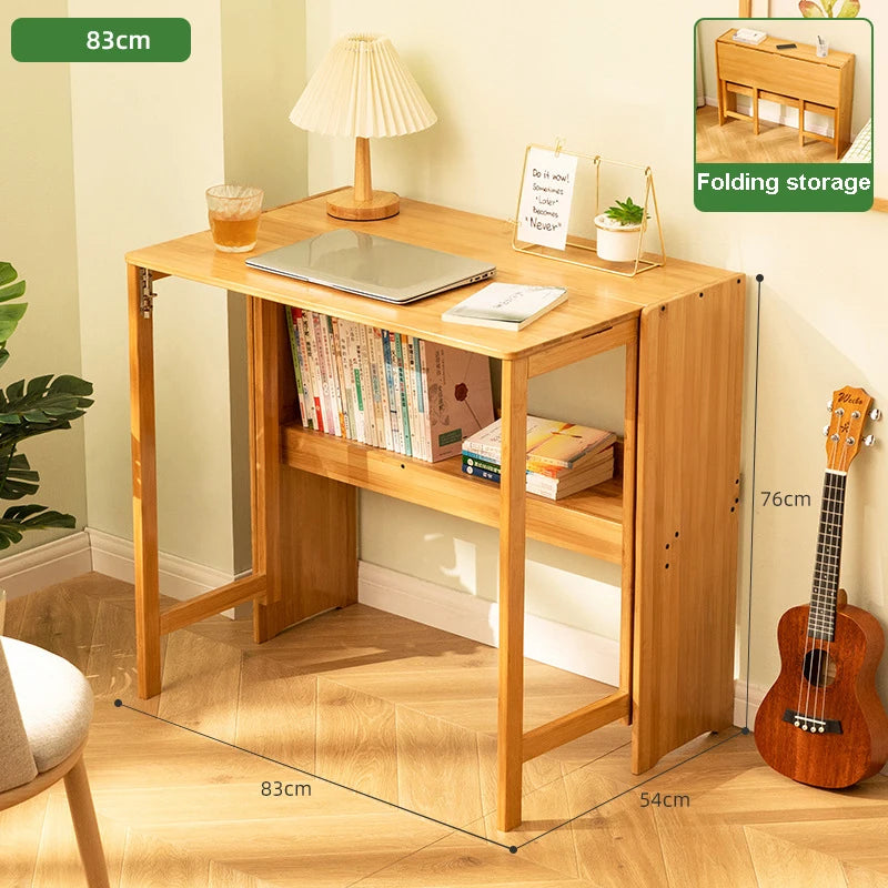 Foldable Bamboo Computer Desk — Student Writing Workbench, Bedroom & Bedside Use, 83cm & 103cm