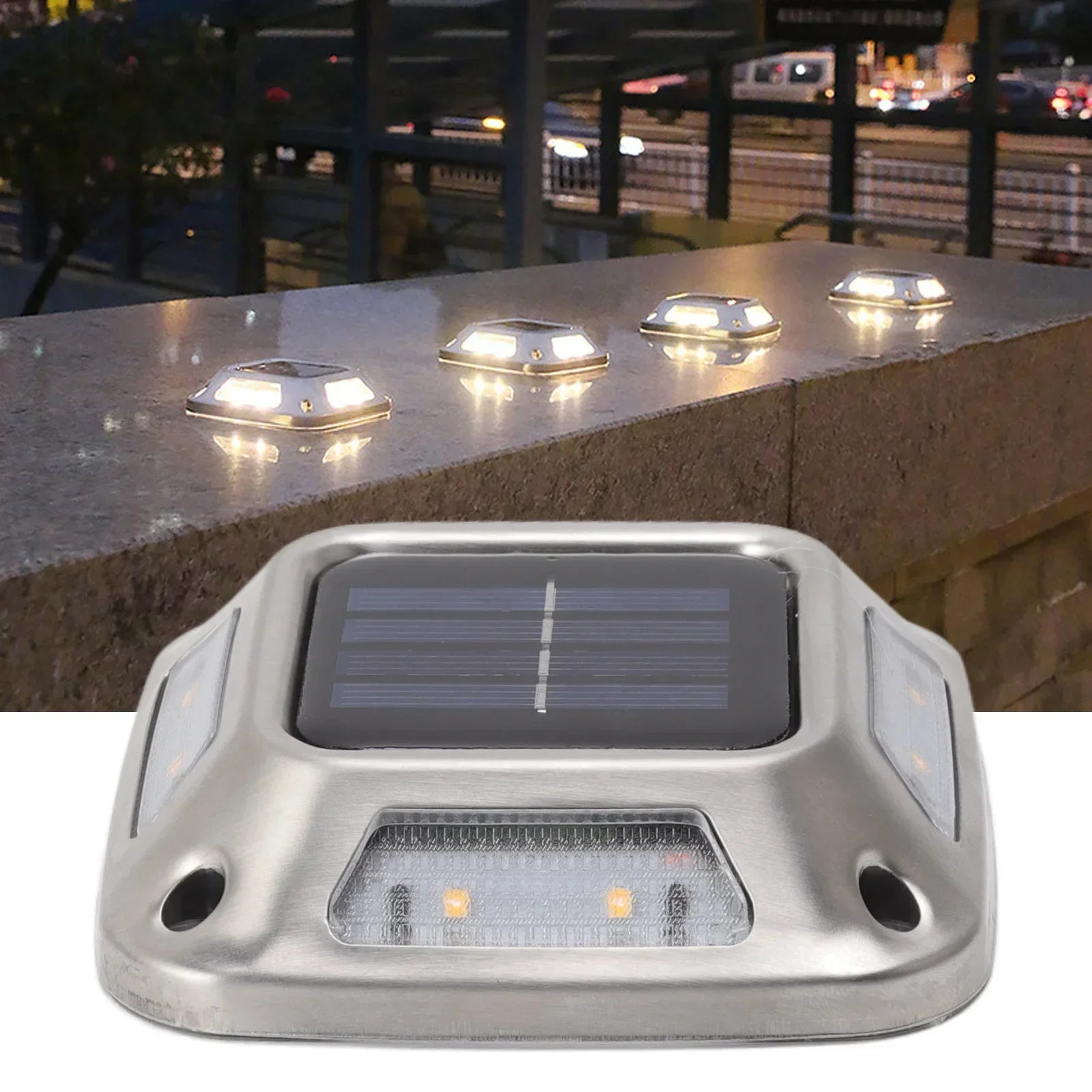 Solar Ground Garden Light — 8 LED Waterproof Warm Light Driveway Marker Lamp