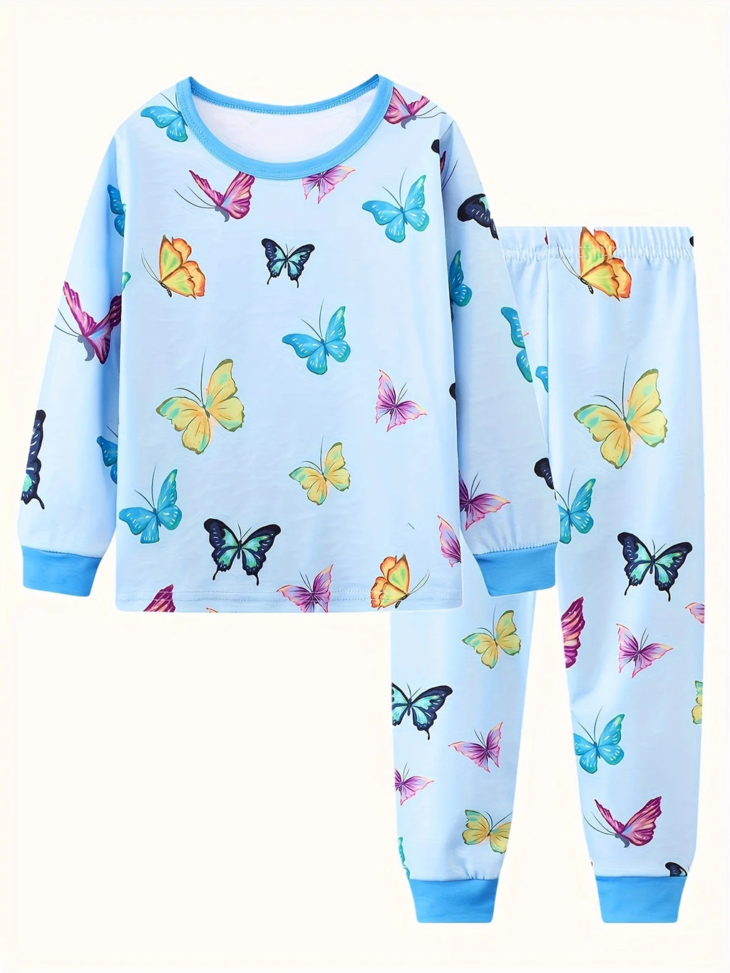 Girls' Unicorn Cartoon Long Sleeve Pajamas | 2-Piece Kids Sleepwear Set