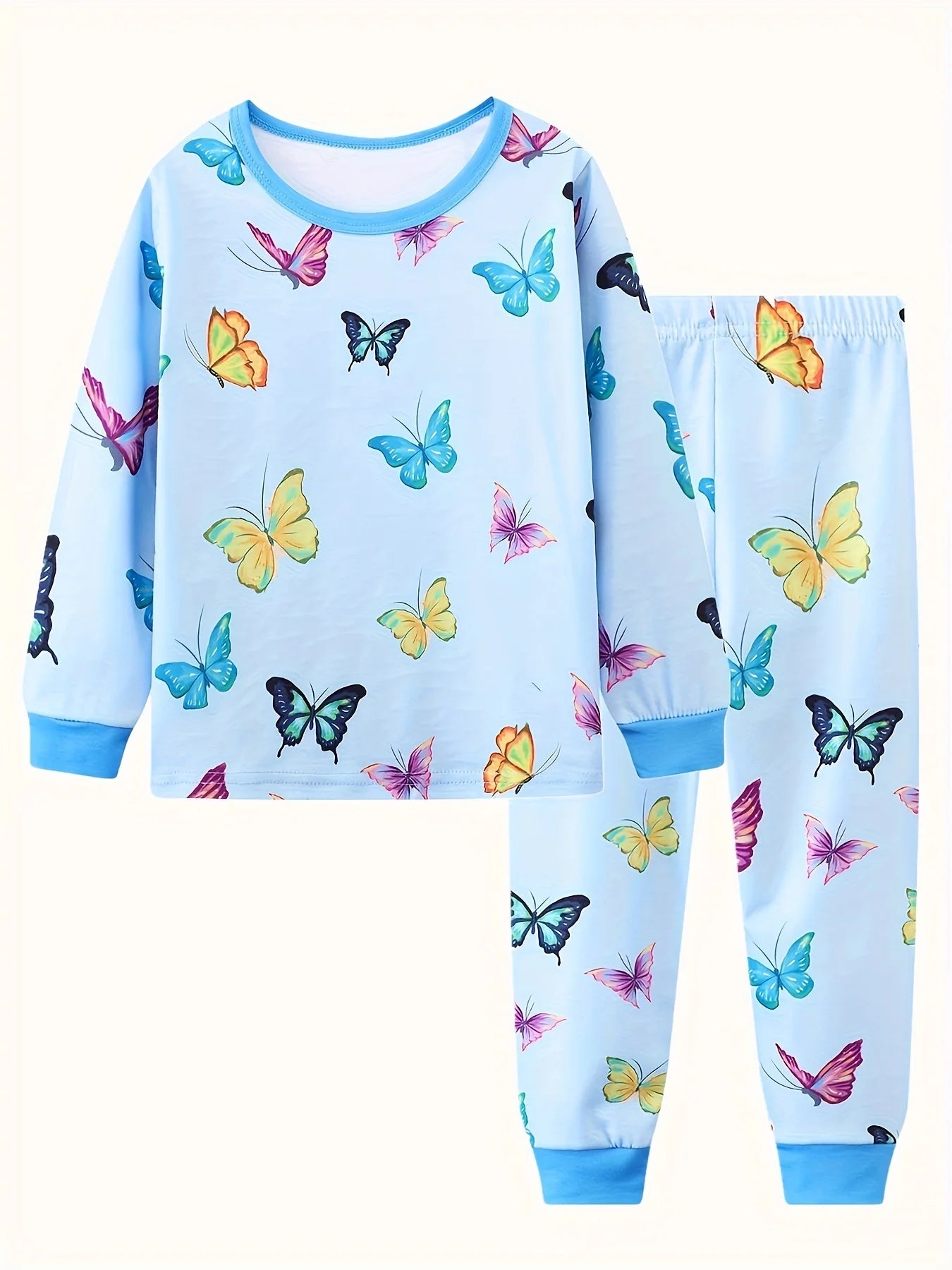 Girls' Unicorn Cartoon Long Sleeve Pajamas | 2-Piece Kids Sleepwear Set