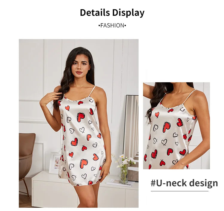 Silk Suspender Mini Nightdress — Sexy Spaghetti Strap Sleepwear