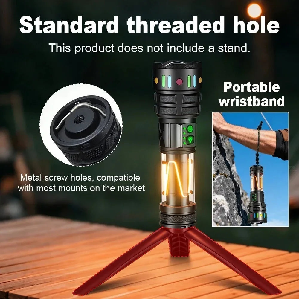 High Power White Laser Flashlight – Rechargeable Zoomable Waterproof Tactical Lantern
