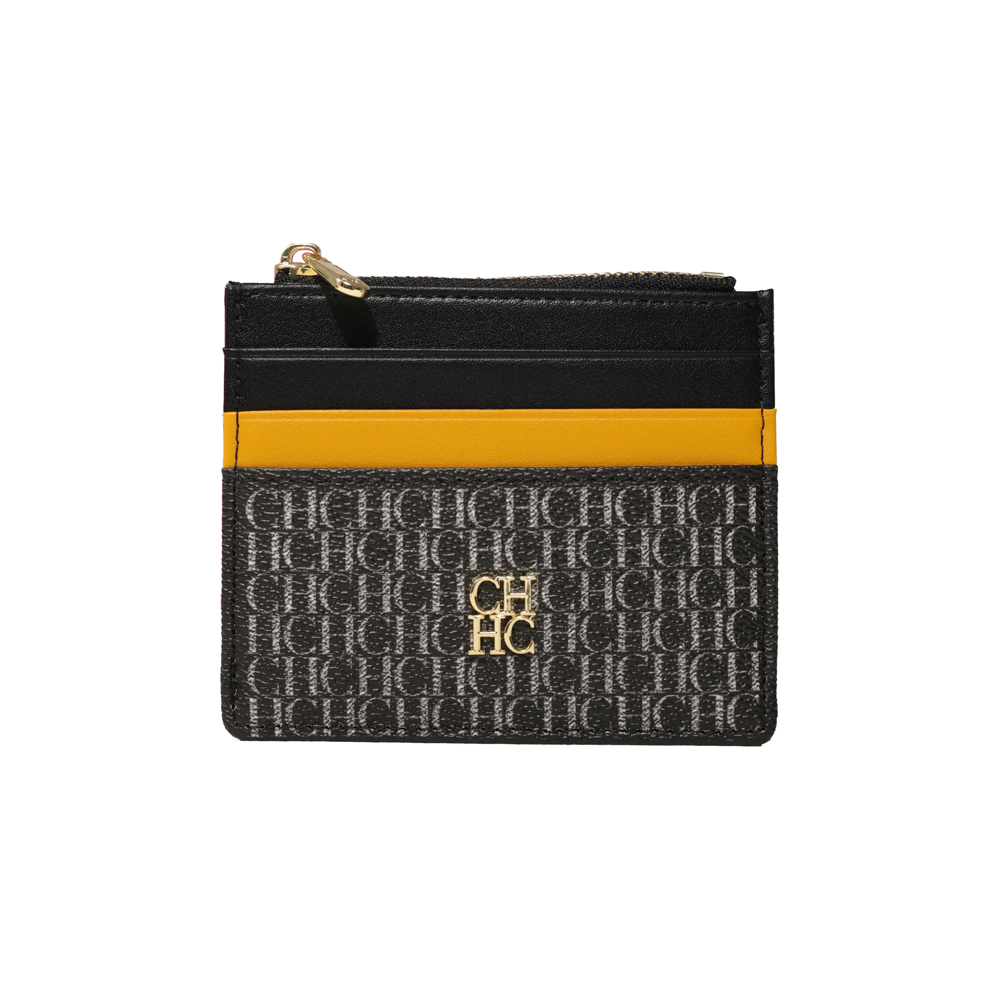 CH Letter Accent PU Leather Card Case Wallet – Elegant Compact Designer Wallet for Women