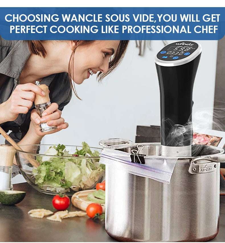 Wancle 1100W Sous Vide Cooker – LCD Touch Immersion Circulator, IPX7 Waterproof Precise Cooking