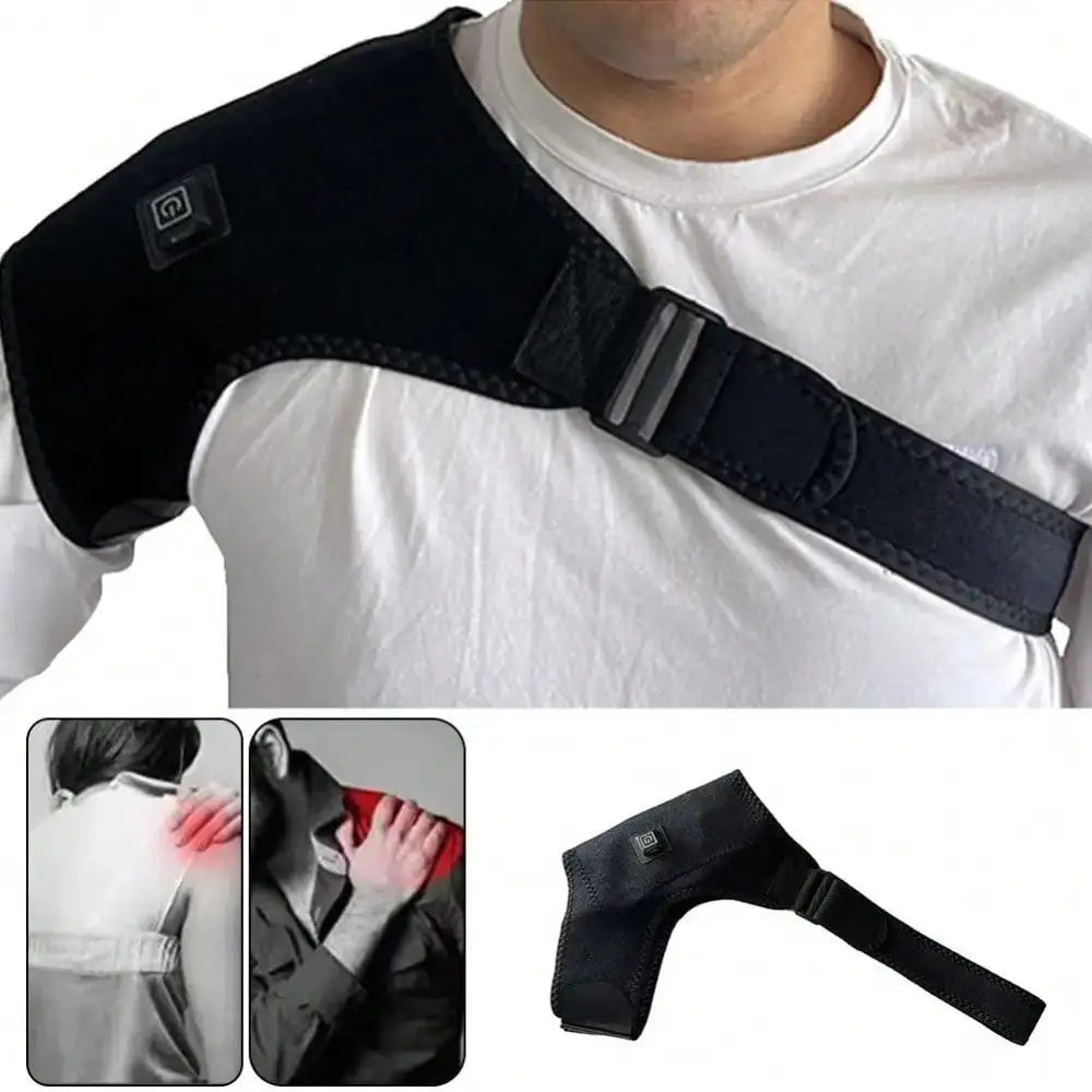 Electric Heating Shoulder Brace Wrap – Vibration Massage Support Belt for Arm & Shoulder Warmth