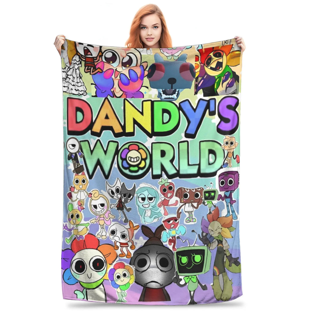Dandy's World Pebble Fleece Throw Blanket – Soft Novelty Character Print, 5 Sizes