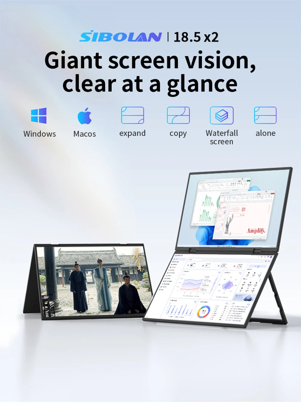 18.5-Inch Dual Portable Monitor – Full HD Folding Screens