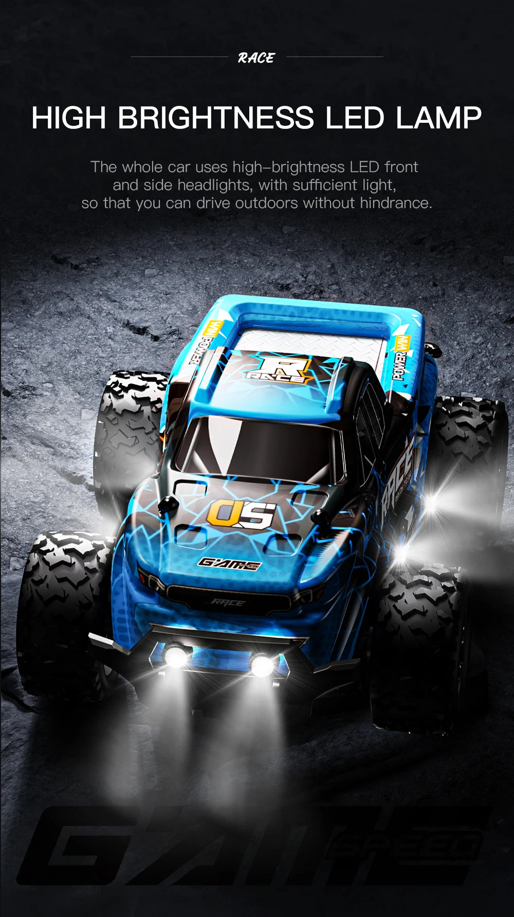 ZWN DK087 1:16 / 1:20 Scale 2WD RC Off-Road Climbing Car with LED Light