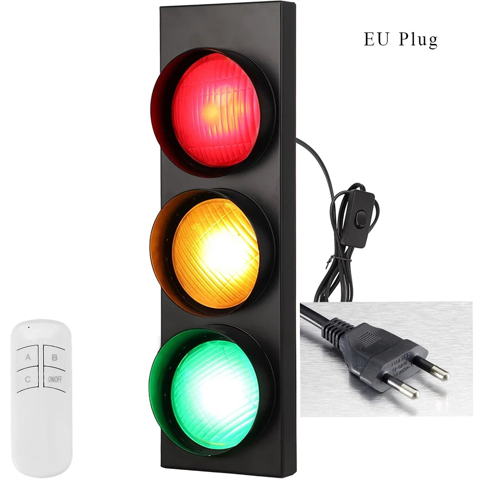 Traffic Light Wall Lamp – LED & Remote Control